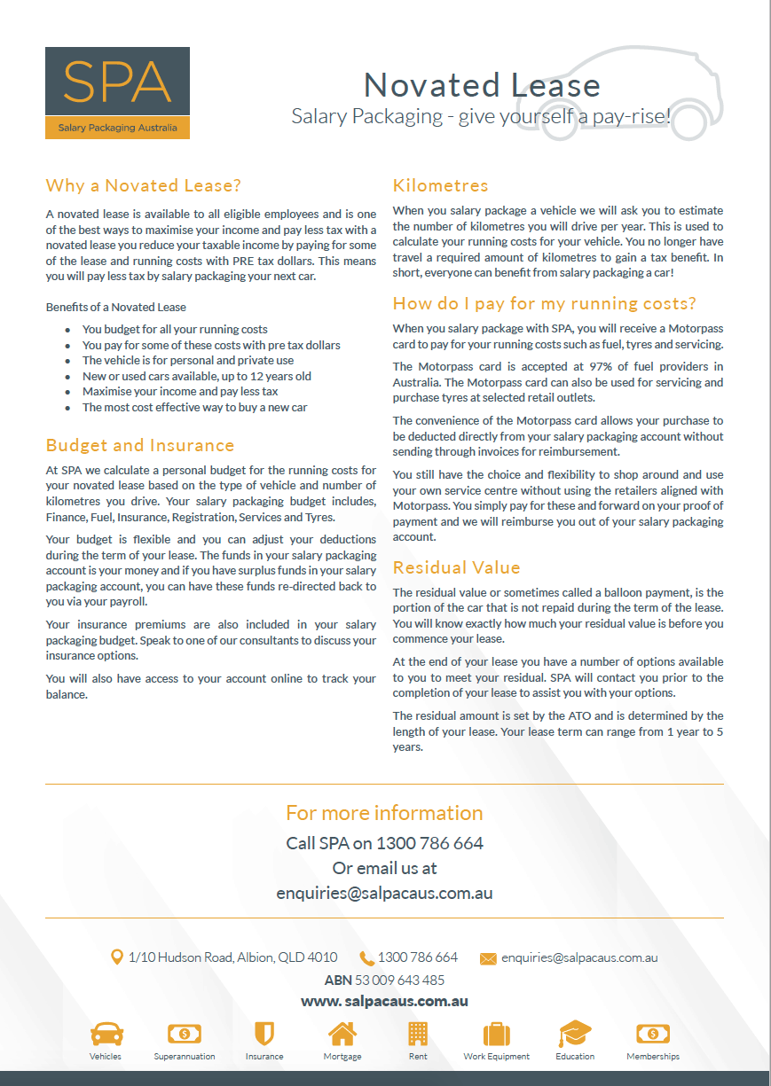 SalaryPackagingAustraliaNovatedLeaseFactSheet Salary Packaging